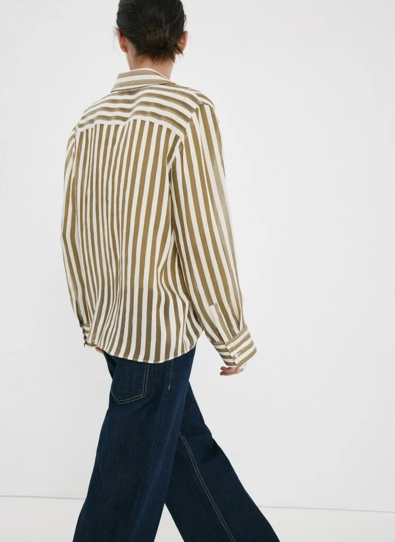 MANGO Semi-transparent striped lyocell shirt