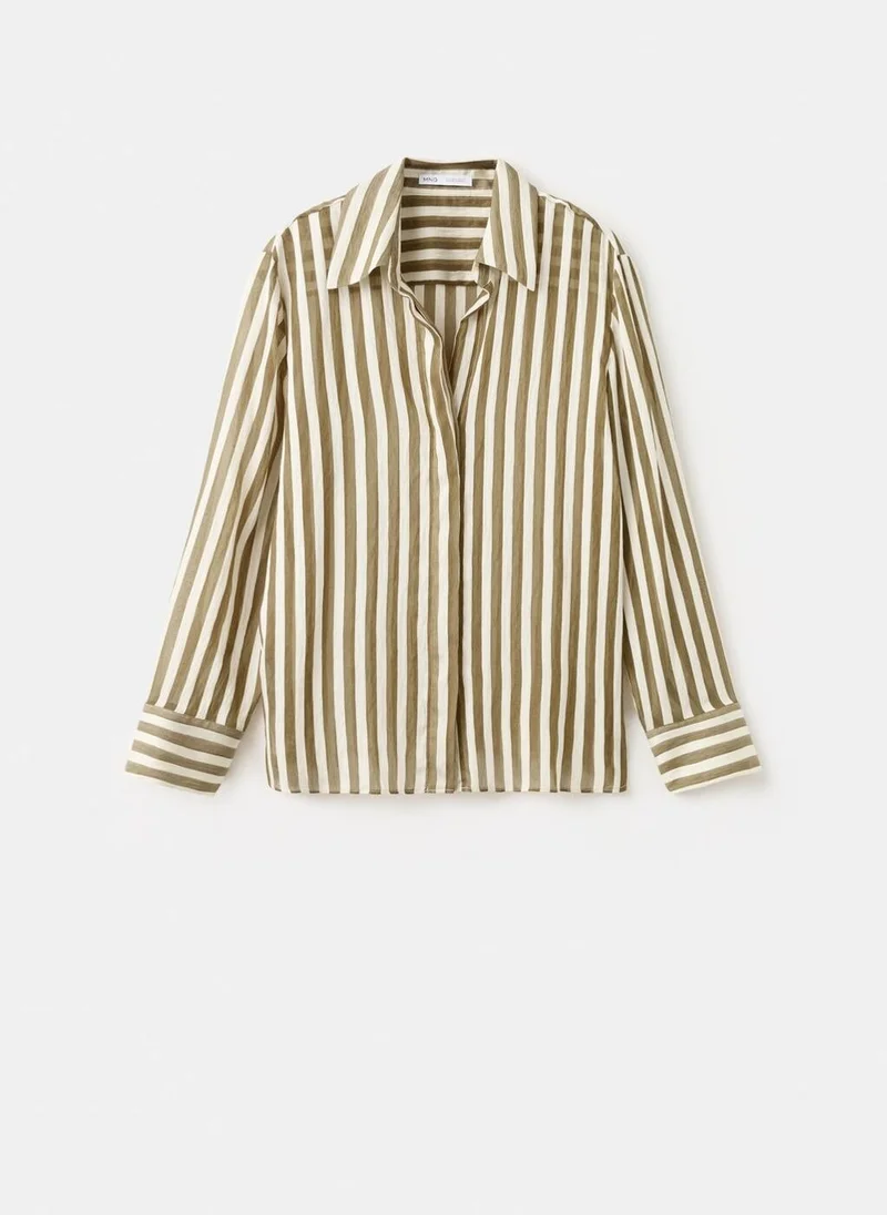 Mango  Semi-transparent striped lyocell shirt for Women | Best Price UAE