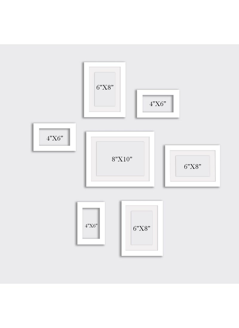 Art Street Art Street Set of 7 White Photo Frame for Home Décor Living Room Wall Decoration (Size - 4X6, 6X8, 8X10 Inches)  - Image 2