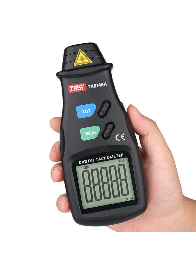 TASI - TASI TA8146A Handheld Digital Tachometer 2.5-99999RPM Non-contact Laser Rotation Speed Meter Memory Function with Cloth Bag for Motors Fans Washing Machine Automobiles - Image 1
