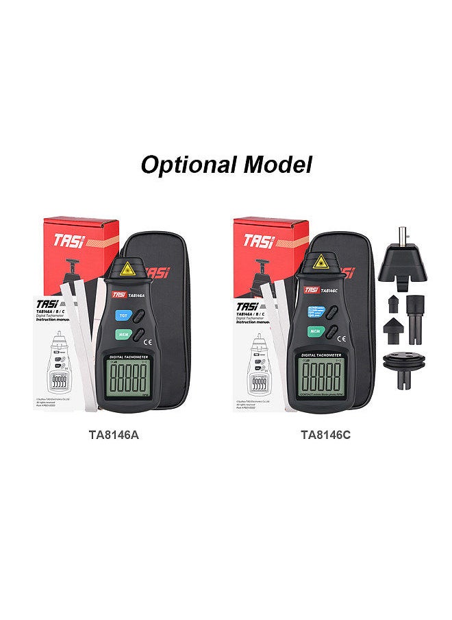 TASI - TASI TA8146A Handheld Digital Tachometer 2.5-99999RPM Non-contact Laser Rotation Speed Meter Memory Function with Cloth Bag for Motors Fans Washing Machine Automobiles - Image 1