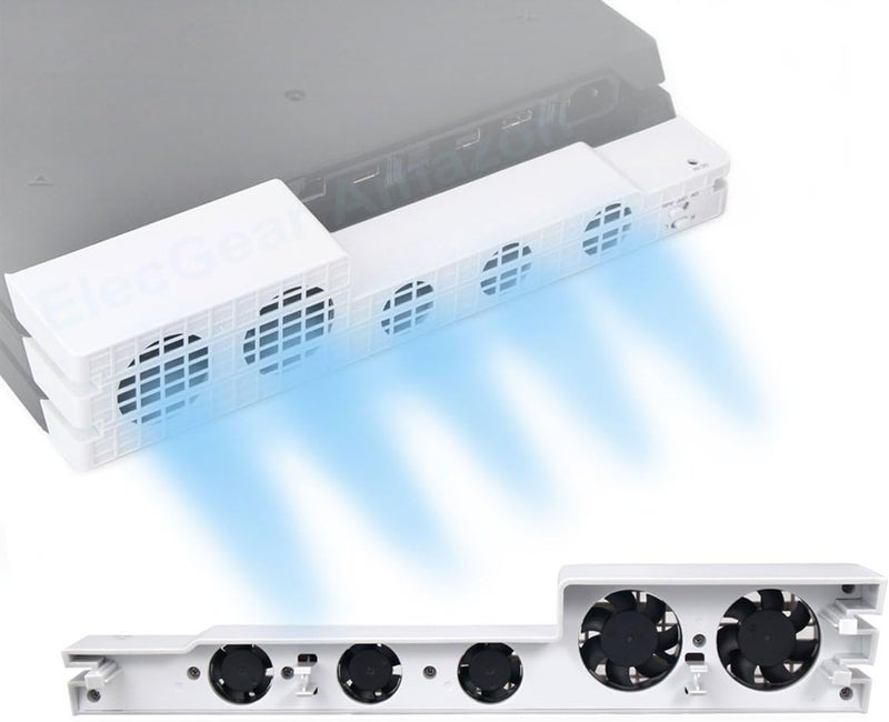 مروحة تبريد تلقائية ElecGear لـ PS4 Pro، مبرد USB خارجي مع مستشعر درجة حرارة تلقائي للتحكم في مشعاع طرد الحرارة، تعمل مع PlayStation 4 Pro CUH-7xxx أبيض - Image 1
