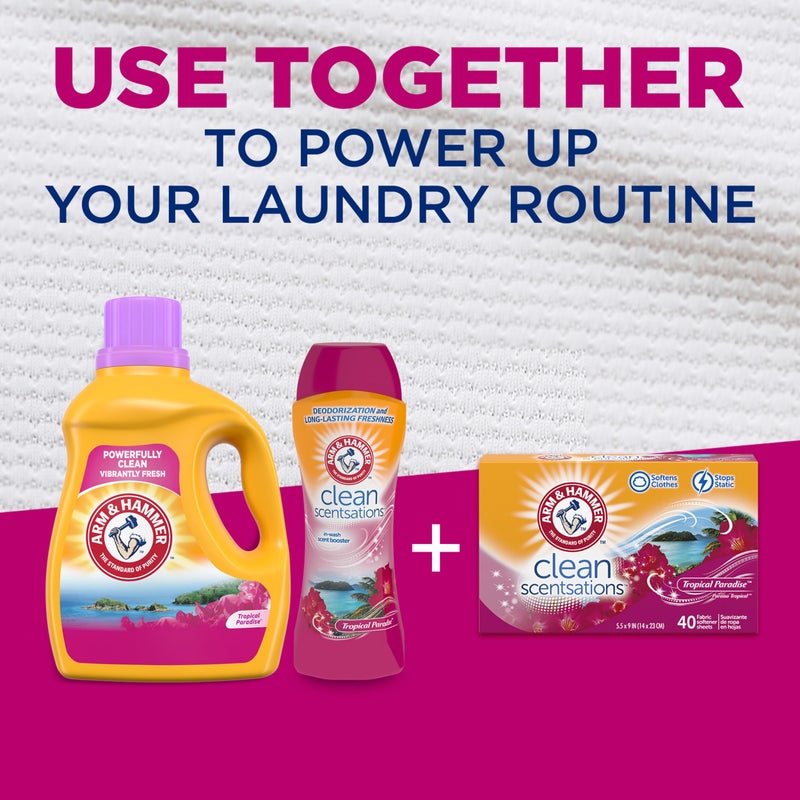 Arm & Hammer أوراق منعم الأقمشة من آرم & هامر، 40 ورقة، جنة استوائية - Image 5