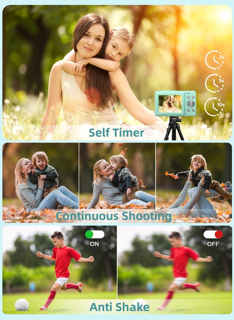 كاميرا رقمية للأطفال بدقة 1080 بكسل و44 ميجابكسل - كاميرا صغيرة الحجم للتصوير الفوري للمراهقين مع تقريب 16X ومضادة للاهتزاز وإضاءة كاملة، مثالية للتصوير الفوتوغرافي وهدايا السفر. - Image 5