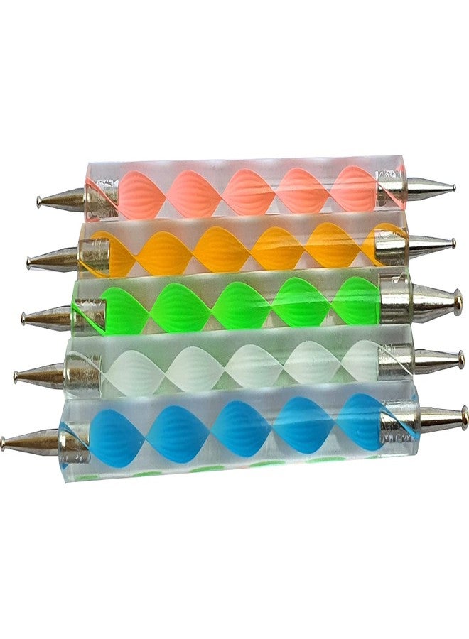 Topfinder 5Pcs 2-Way Nail Art Dotting Tool Set Dual-Ended Dotting Pens for Manicure, Painting, Dot Designs, Marble Effects & DIY Nail Art Decoration - Image 1