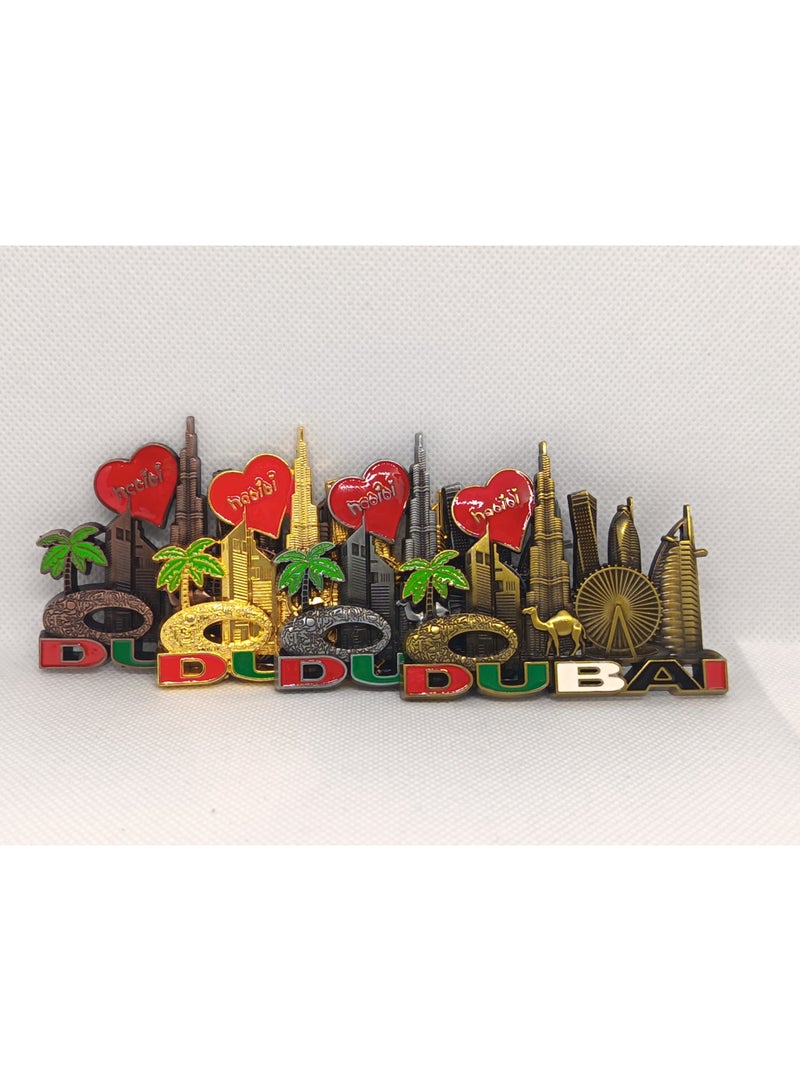 Q TRIPLE A Dubai Souvenir Metal Refrigerator Magnet | Dubai Iconic Landmarks, Cute Camel & Palm Tree | Best Gift for Friends & Family | Design-1, Bronze Colour - Image 3