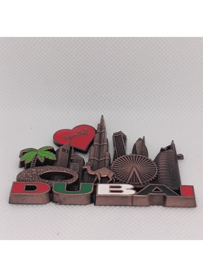 Q TRIPLE A Dubai Souvenir Metal Refrigerator Magnet | Dubai Iconic Landmarks, Cute Camel & Palm Tree | Best Gift for Friends & Family | Design-1, Bronze Colour - Image 2