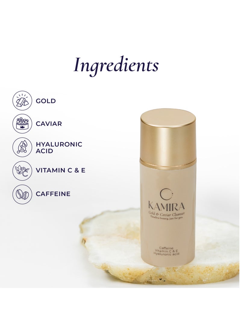 KAMIRA - Kamira 24K Gold and Caviar Face Cleanser – Hydrating and Rejuvenating Cleanser for Youthful, Radiant Skin Reduces Fine Lines and Wrinkles, 100ml - Image 1