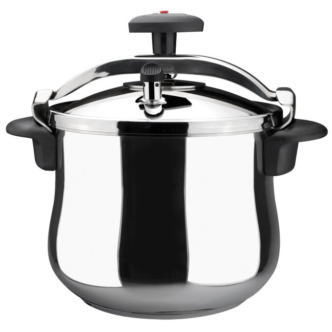 STAR BELLY PRESSURE COOKER 84 QT 1810 STAINLESS STEEL ROUNDED BOTTOM 3 SAFETY SYSTEMS WORKS ON ALL STOVETOPS INCLUDING INDUCTION 8 PSI