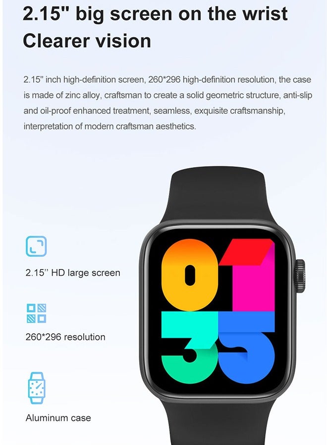 Smart Watch Bluetooth Fitness Tracker with Sleep Monitor Life Waterproof 2.15inch HD Color for Men Women Compatible iPhone IOS, Black  - Image 2