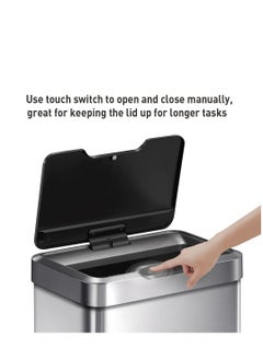 EKO MIRAGE SERIES | Premium Motion Sensor-Operated Trash Bin | Brushed Stainless Steel Finish | Soft-Closing | Fingerprint-Resistant | Metallic Grey | 80L  - Image 1