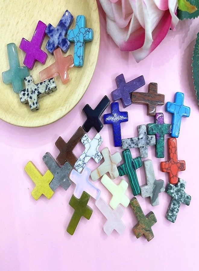 Eforcase مجموعة إيفوركيس من 20 قطعة من أحجار الكريستال المتقاطعة، أحجار كريمة طبيعية على شكل صليب، تشكيلة متنوعة من أحجار الكريستال المتقاطعة، أحجار جيود غير مثقوبة لصنع المجوهرات، زينة جدارية يدوية على شكل صليب. - Image 5