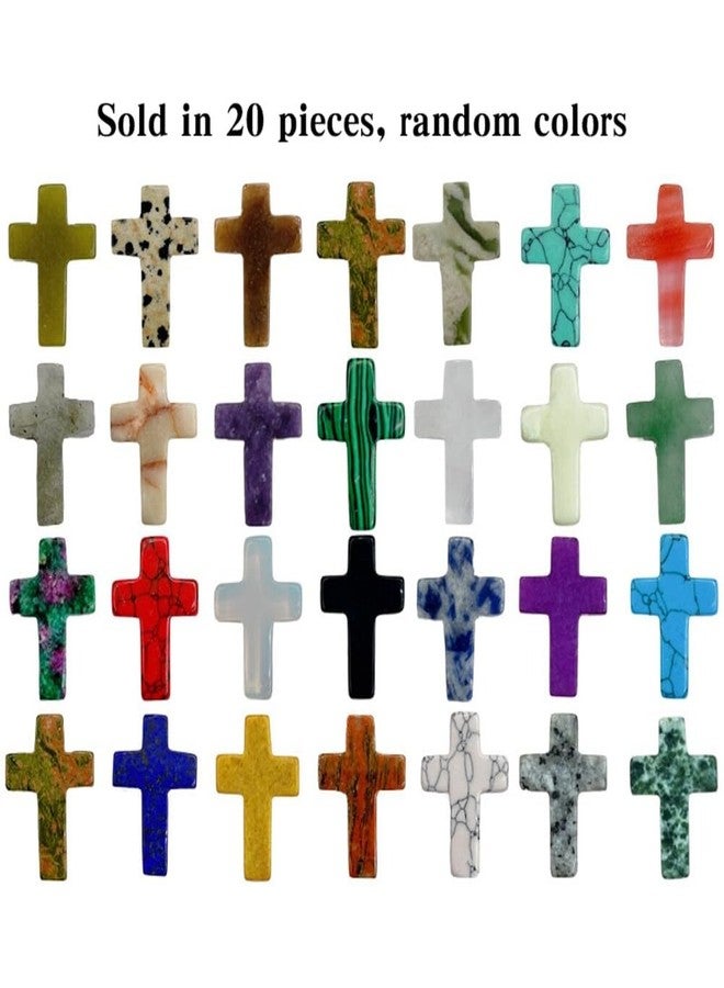 Eforcase مجموعة إيفوركيس من 20 قطعة من أحجار الكريستال المتقاطعة، أحجار كريمة طبيعية على شكل صليب، تشكيلة متنوعة من أحجار الكريستال المتقاطعة، أحجار جيود غير مثقوبة لصنع المجوهرات، زينة جدارية يدوية على شكل صليب. - Image 3