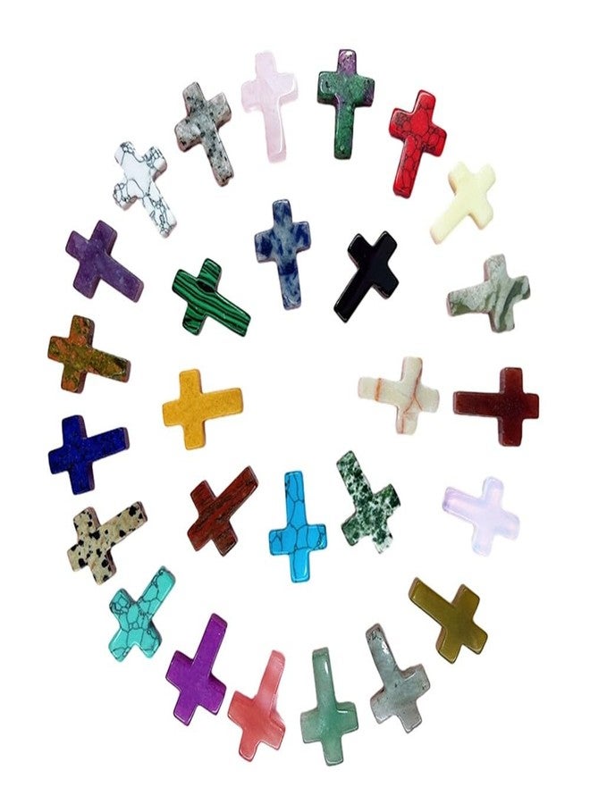 Eforcase مجموعة إيفوركيس من 20 قطعة من أحجار الكريستال المتقاطعة، أحجار كريمة طبيعية على شكل صليب، تشكيلة متنوعة من أحجار الكريستال المتقاطعة، أحجار جيود غير مثقوبة لصنع المجوهرات، زينة جدارية يدوية على شكل صليب. - Image 2