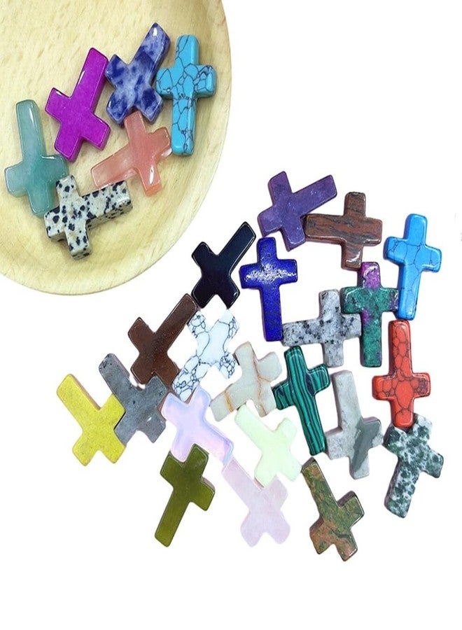 Eforcase مجموعة إيفوركيس من 20 قطعة من أحجار الكريستال المتقاطعة، أحجار كريمة طبيعية على شكل صليب، تشكيلة متنوعة من أحجار الكريستال المتقاطعة، أحجار جيود غير مثقوبة لصنع المجوهرات، زينة جدارية يدوية على شكل صليب. - Image 4