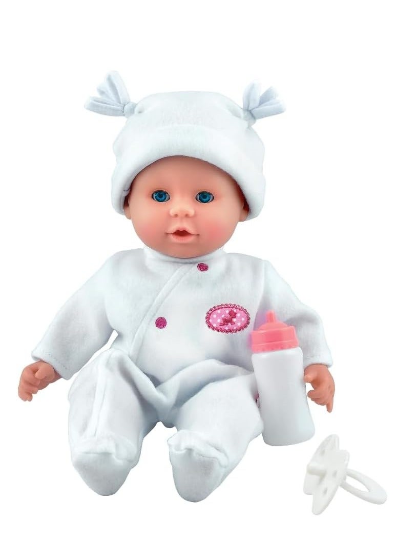 dolls world DollsWorld Little Treasure 15-Inch Soft Baby Doll with Sleeping Eyes, Bottle & Dummy – Cuddly Role Play Toy for Toddlers 18 Months+ by Peterkin - Image 4