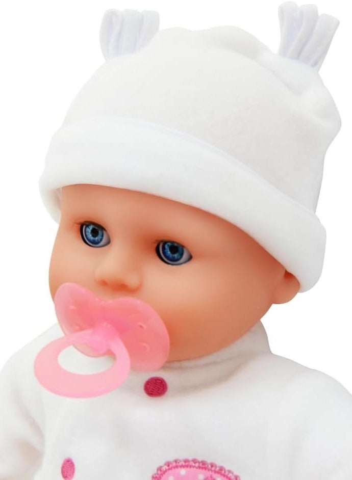 dolls world DollsWorld Little Treasure 15-Inch Soft Baby Doll with Sleeping Eyes, Bottle & Dummy – Cuddly Role Play Toy for Toddlers 18 Months+ by Peterkin - Image 3