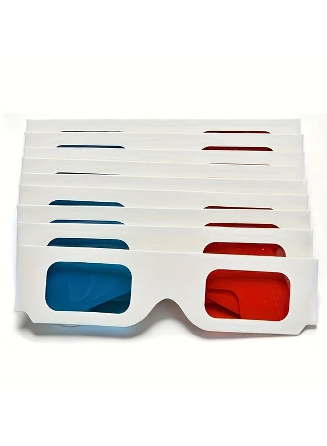 10 Pcs Universal Paper 3D Glasses Red Blue Stereo Movie Video Experience For Home Theater - Image 1