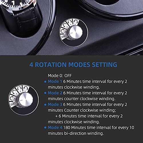 udgtee Luxury 4 Motor Quad Watch Winders for Automatic Watches, Safe & Wooden Display Box Case 8+9 Storage (Black) - Image 5