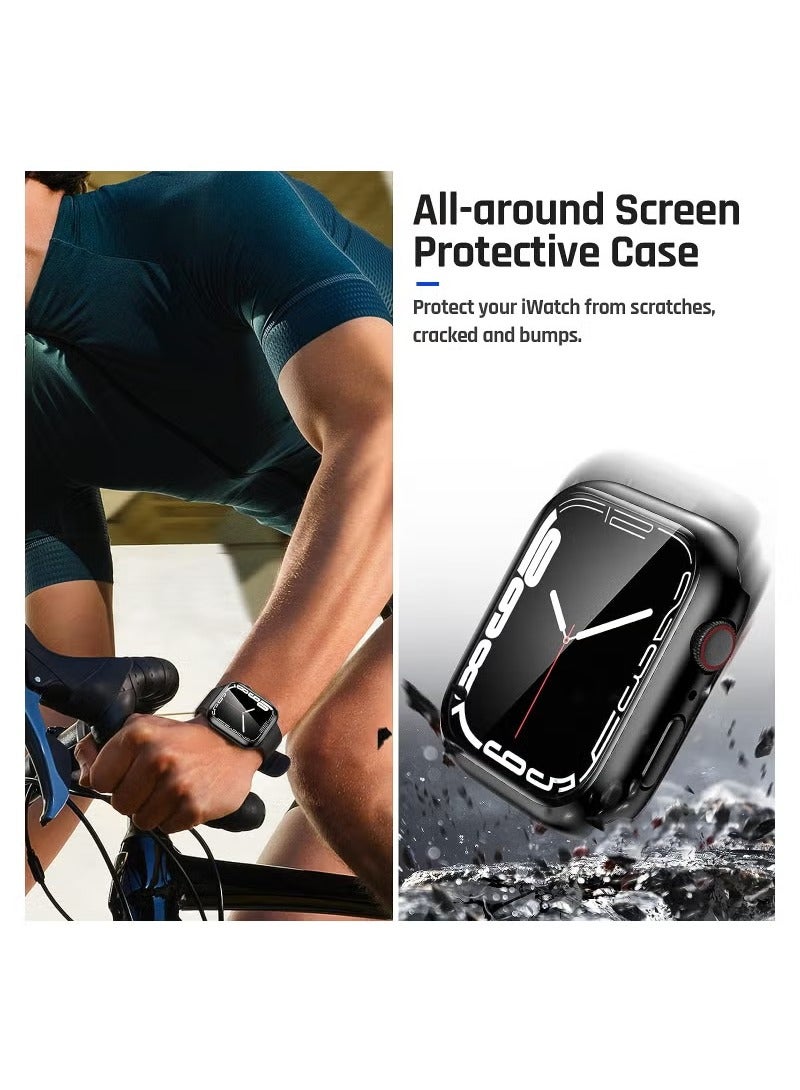 Full Protective Waterproof Case for Apple Watch 45mm Series 9 8 7 Hard PC Bumper with Screen Protector Face Cover and Accessories for iWatch 45 mm Black  - Image 3