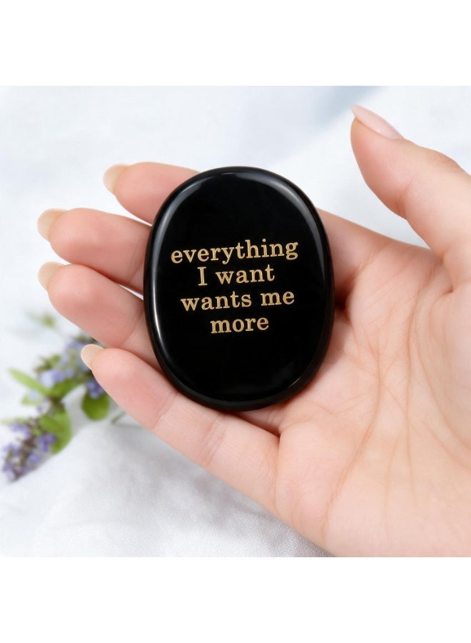 Engraved Affirmation Palm Worry Stone, Natural Pocket Crystal 45×35×6mm - Image 5