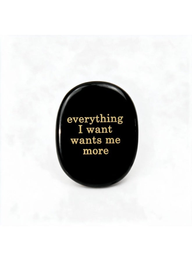 Engraved Affirmation Palm Worry Stone, Natural Pocket Crystal 45×35×6mm - Image 2