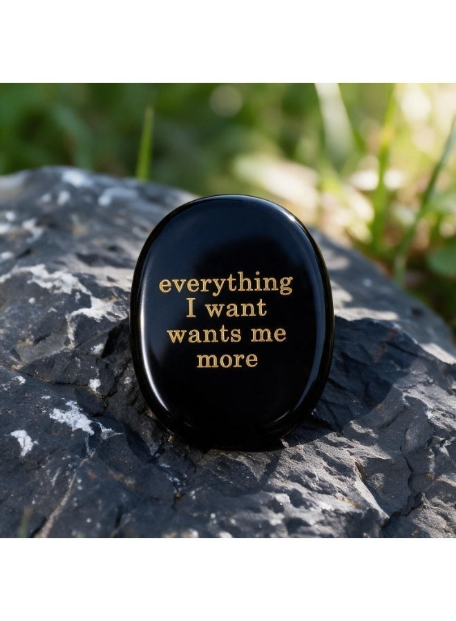 Engraved Affirmation Palm Worry Stone, Natural Pocket Crystal 45×35×6mm - Image 4