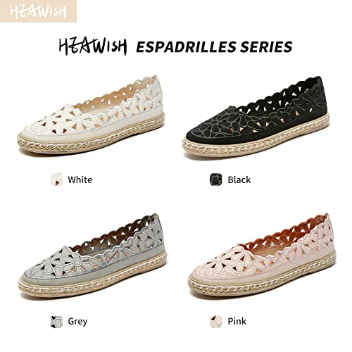 HEAWISH Women’s Ballet Flat Daisy Round Toe Dress Shoes Casual Slip On Rope Loafer(Grey, US8) - Image 5