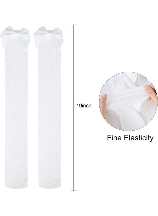 Depend Knee High Stockings with Bows, 2 Pairs Womens Opaque Hold Ups Stocking Ladies Black And White Thigh High Long Over Knee Length Socks With Bow Top Stockings One Size - Image 2