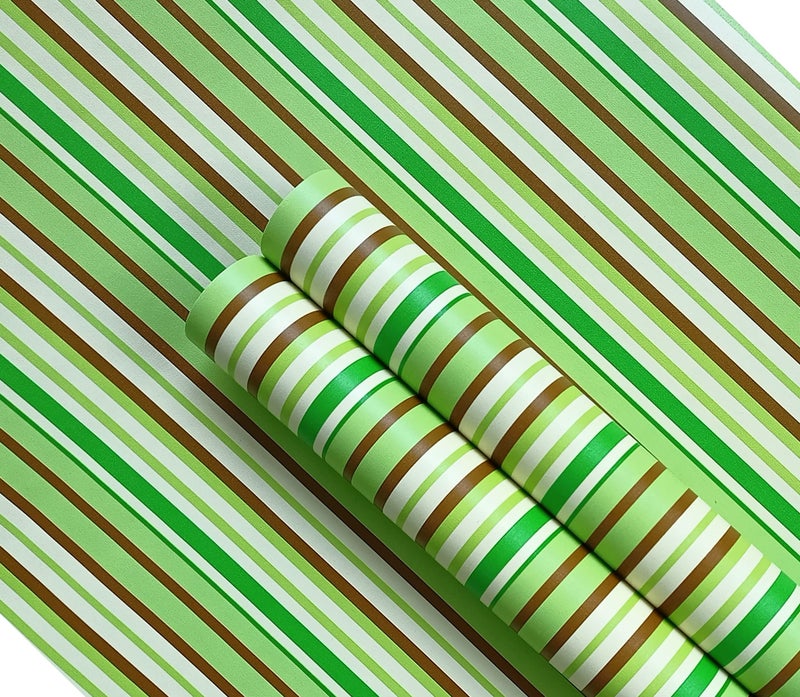 Elton DIY Wall Paper/Wall Sticker Economical Self Adhesive Modern Stylish Highlighter Living Room Bed Room Decoration Interior Exterior Easily Removable Furniture Make Over Shelf Liner Stair Raiser Cabinet Almirah Geometric Green Lines(45x500cm) - Image 1