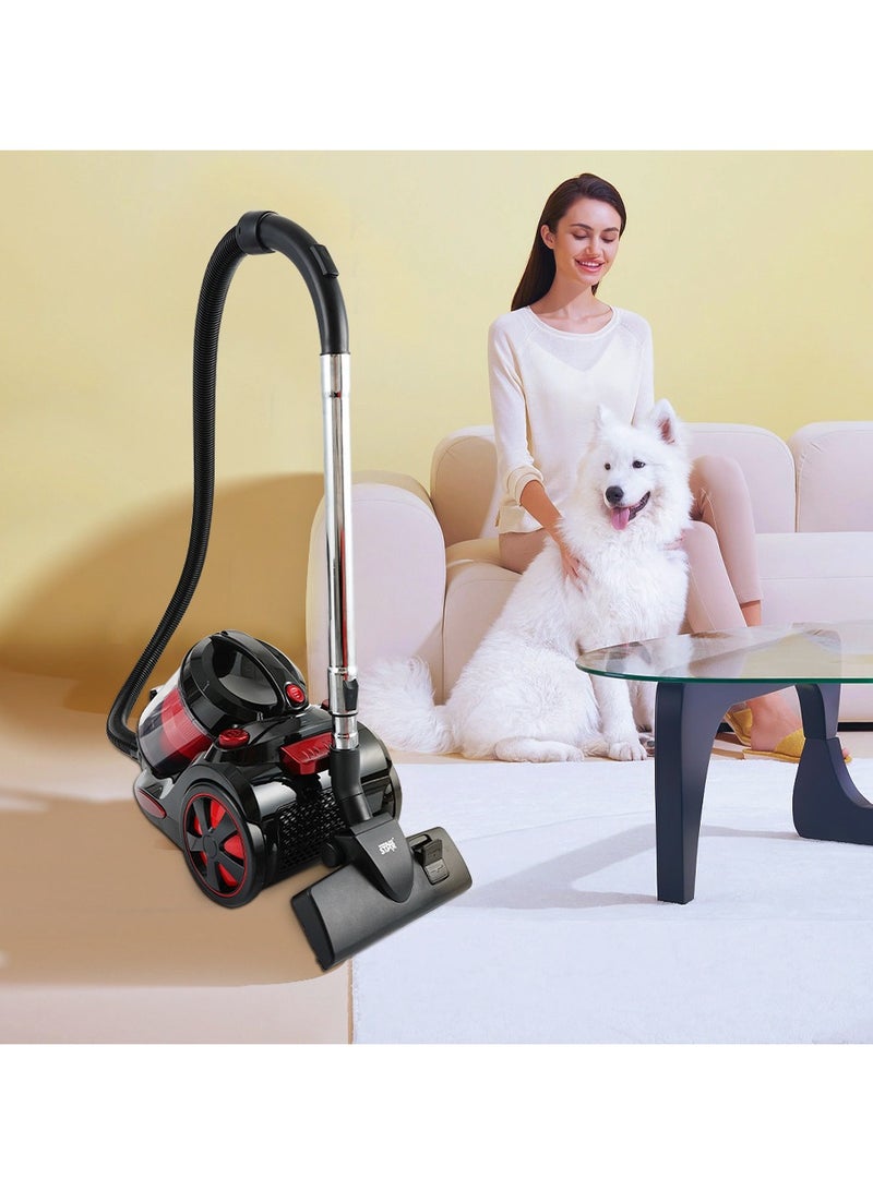WINNING STAR Horizontal Vacuum Cleaner - 2000W powerful suction, 4 liter capacity.apacity, Red & Dark Grey-Gray - Image 2