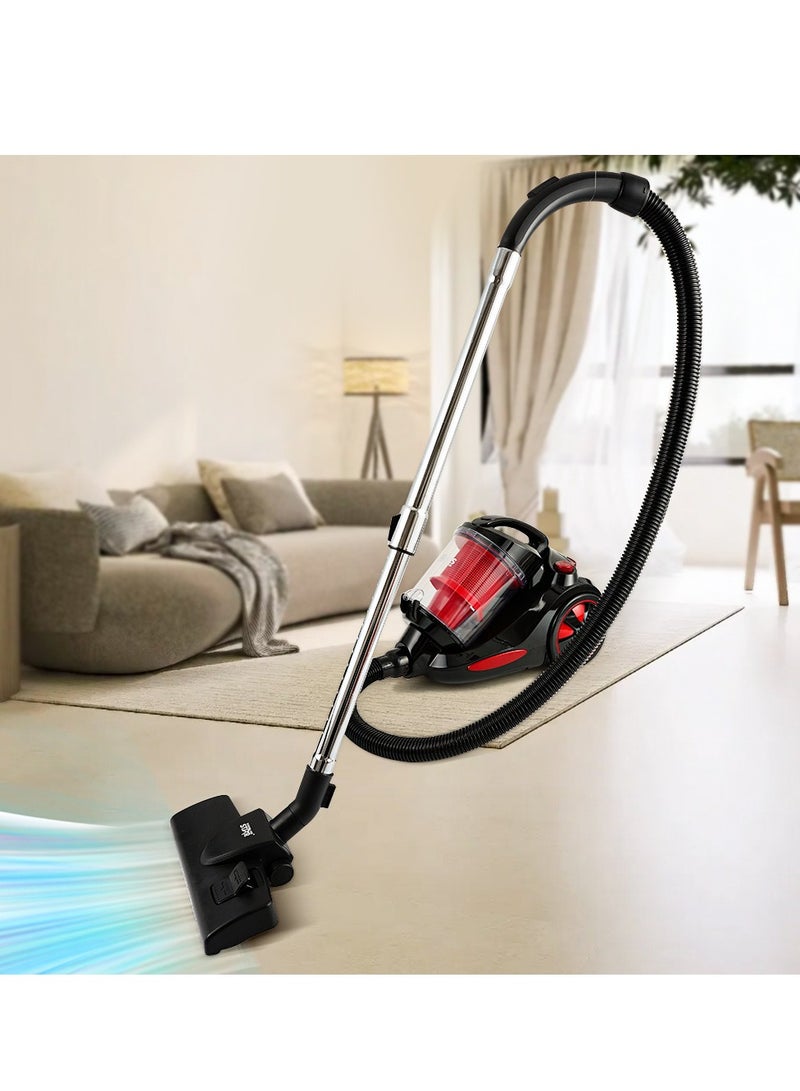 WINNING STAR Horizontal Vacuum Cleaner - 2000W powerful suction, 4 liter capacity.apacity, Red & Dark Grey-Gray - Image 3