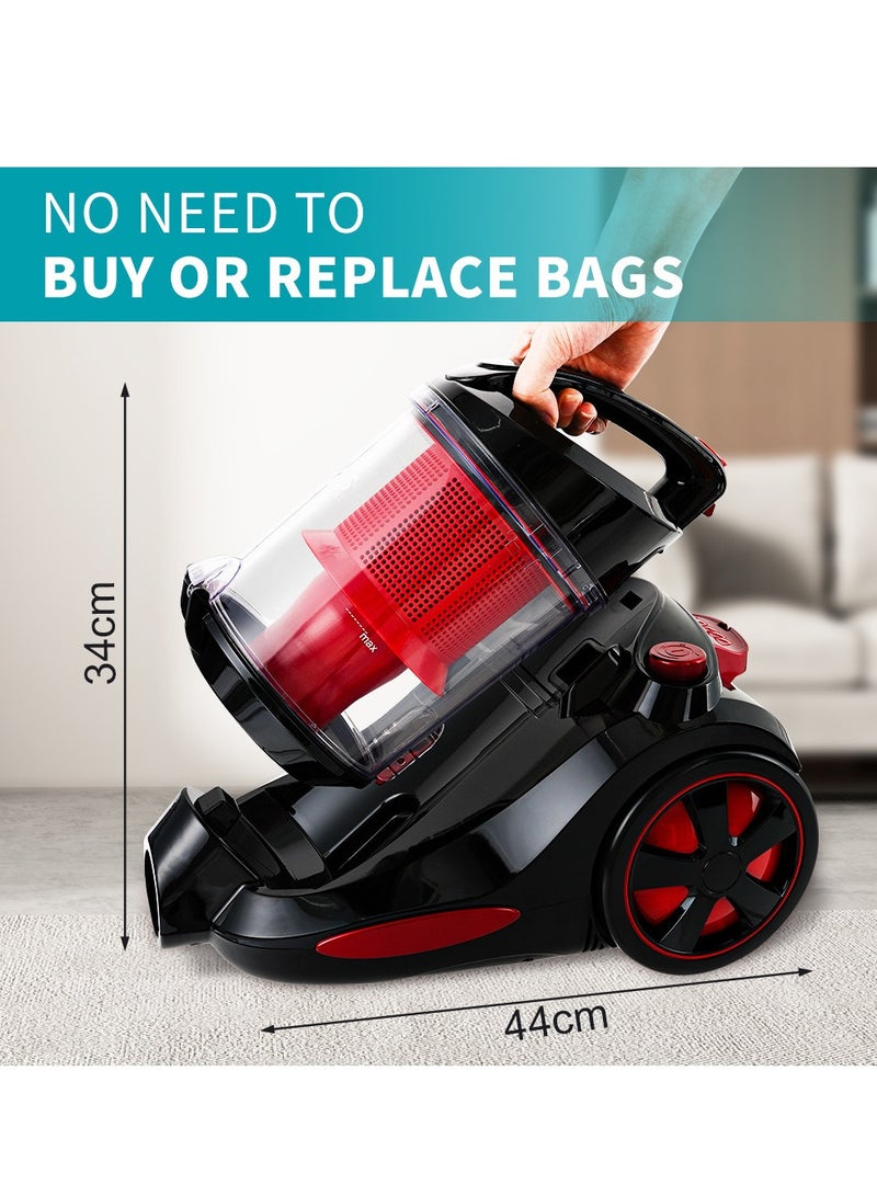 WINNING STAR Horizontal Vacuum Cleaner - 2000W powerful suction, 4 liter capacity.apacity, Red & Dark Grey-Gray - Image 4