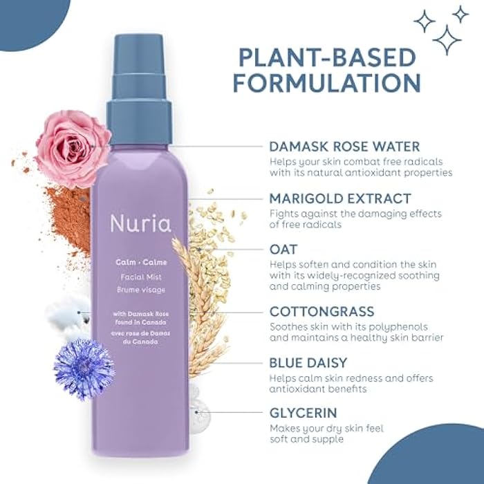 Nuria - Calm Facial Mist, Fragrance-Free Damask Rose Water Spray for Face, Face Mist Spray with Marigold Extract, Oat, and Glycerin, 120mL/4.1 fl oz - Image 4