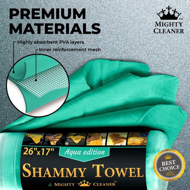Mighty Cleaner Premium 2pk +1 Free Shammy Cloth for Car Drying - 26"x17" - Super Absorbent Chamois Towel - Scratch-Free, Reusable & Soft Wash Cloth - Car Drying Towels - Image 4