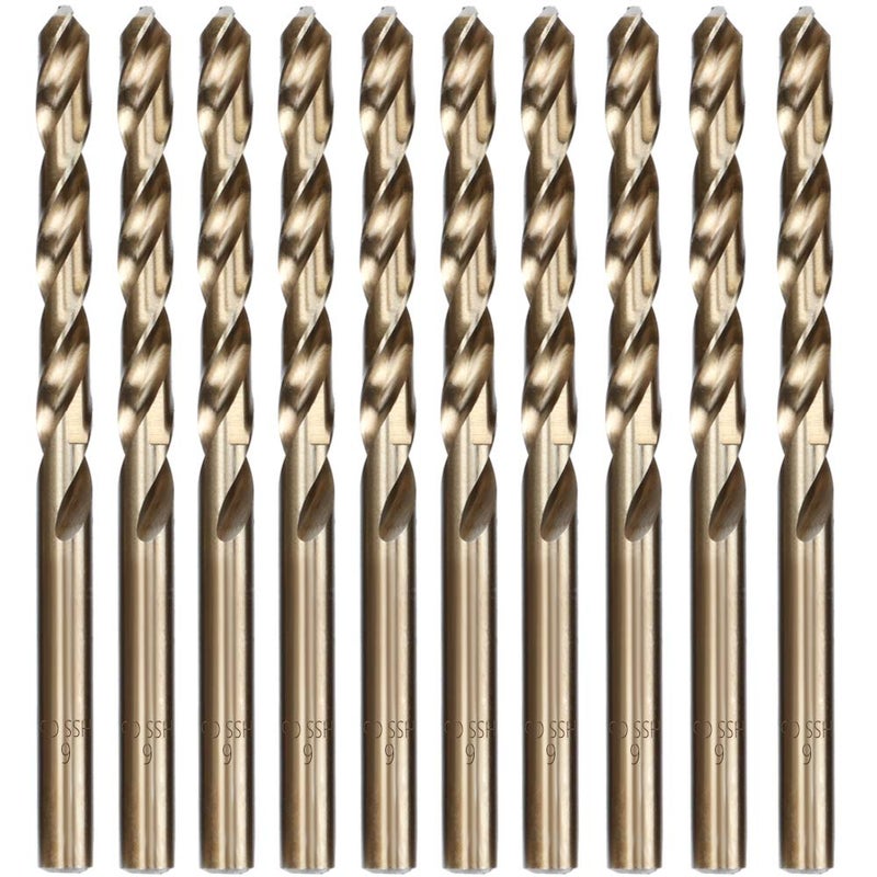 Hymnorq 10-Piece M35 Cobalt Steel Drill Bit Set for Metals, 6mm Diameter, Dual Twist Flute, 135° Split Point, Bronze Finish – Tough Transparent PP Case, DIN338 Standard - Image 1