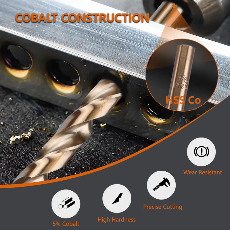 Hymnorq 10-Piece M35 Cobalt Steel Drill Bit Set for Metals, 6mm Diameter, Dual Twist Flute, 135° Split Point, Bronze Finish – Tough Transparent PP Case, DIN338 Standard - Image 3