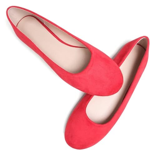 Dear Time Women Flat Shoes Casual Comfortable Slip on Pointed Toe Ballet Flats Red US 9.5 - Image 3