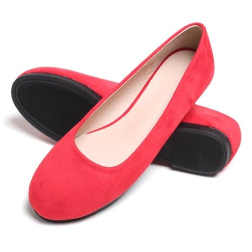 Dear Time Women Flat Shoes Casual Comfortable Slip on Pointed Toe Ballet Flats Red US 9.5 - Image 4