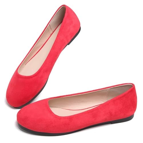Dear Time Women Flat Shoes Casual Comfortable Slip on Pointed Toe Ballet Flats Red US 9.5 - Image 5