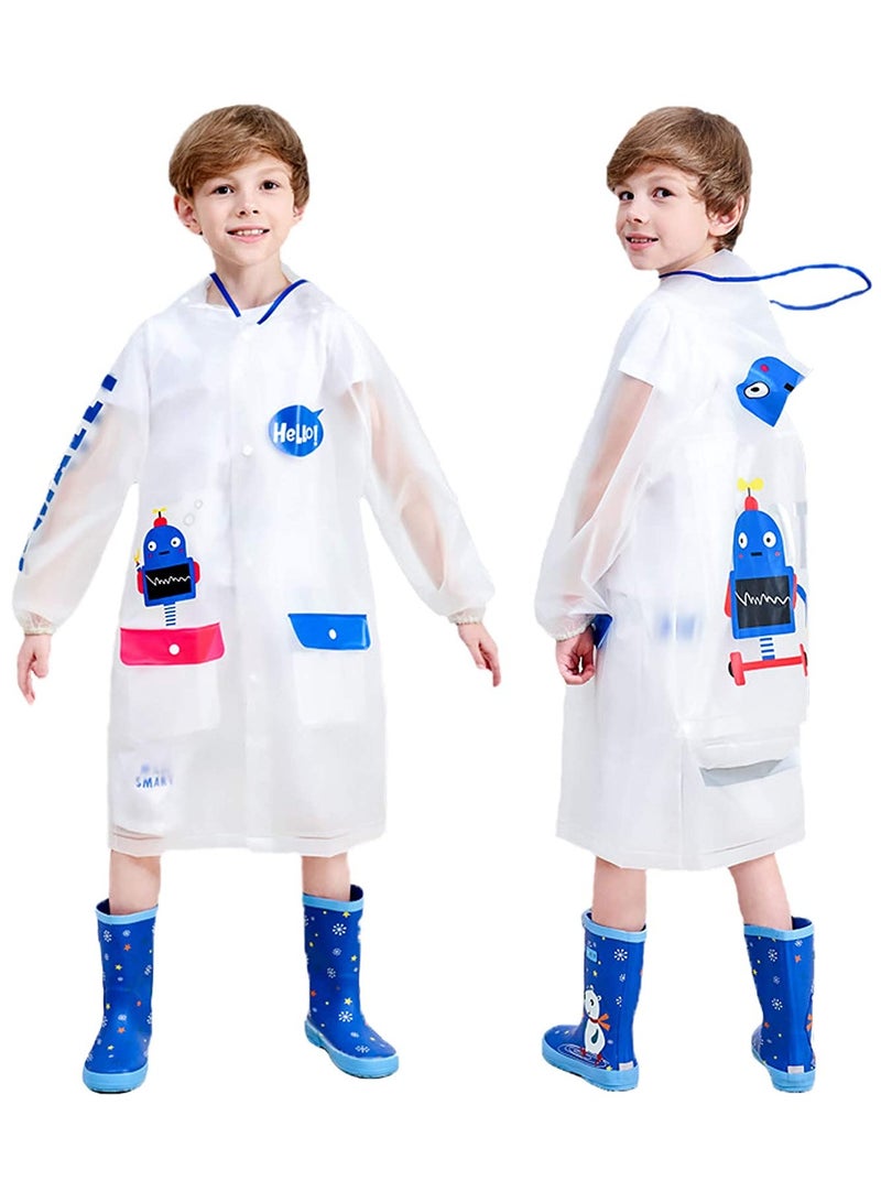 KASTWAVE Boys Girls Hooded Rain Poncho Durable Reusable Kids Raincoat Kindergarten Student Rainwear EVA Transparent Kids Cartoon Raincoat  - Image 1