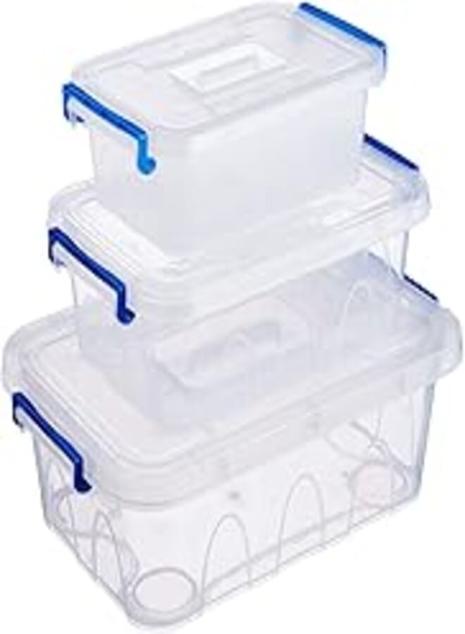 EL-Yassin Plastic Refrigerator Lunch Box Set, 3 Piece - Assorted Colors