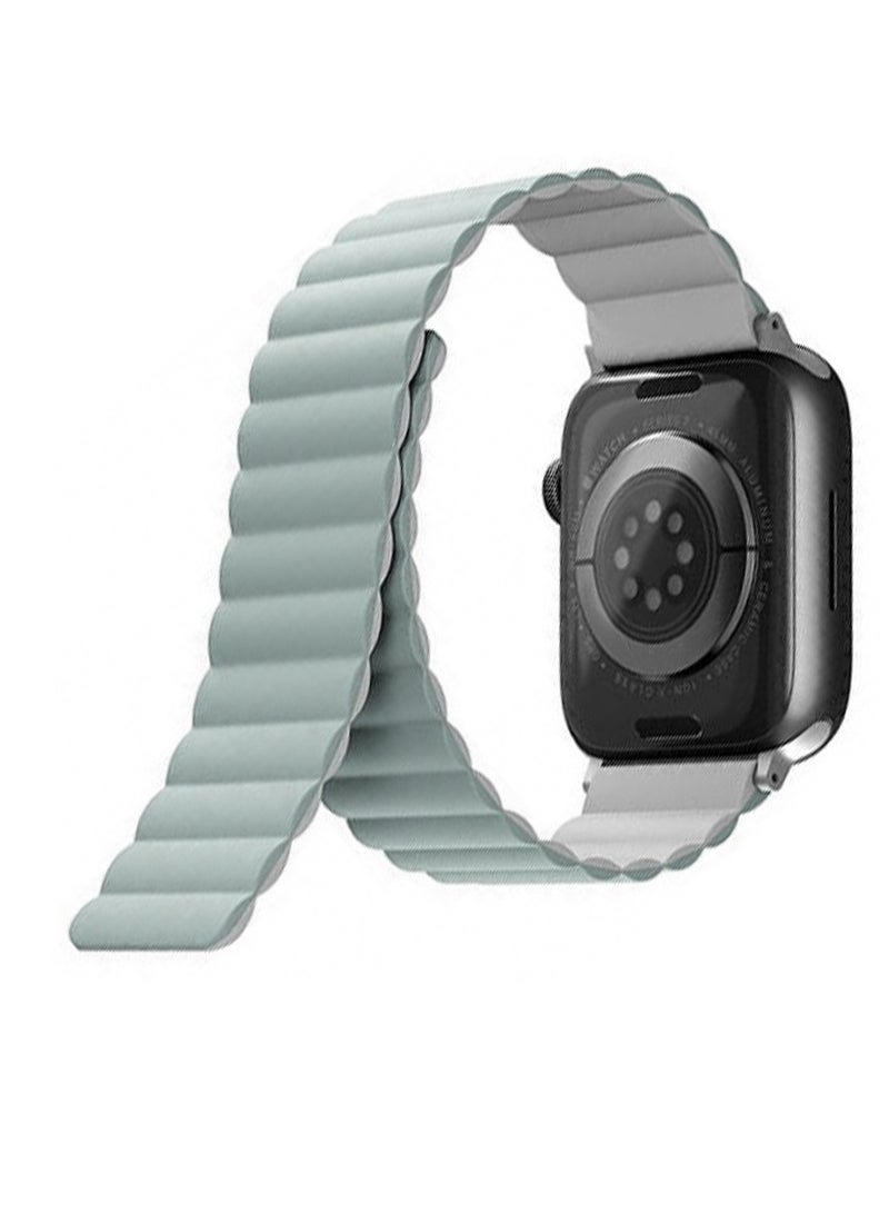 يونيك حزام ساعة آبل عكسي 45/42/44/49 مم، UNIQ Revix لون أخضر طحلبي وتان - Image 3