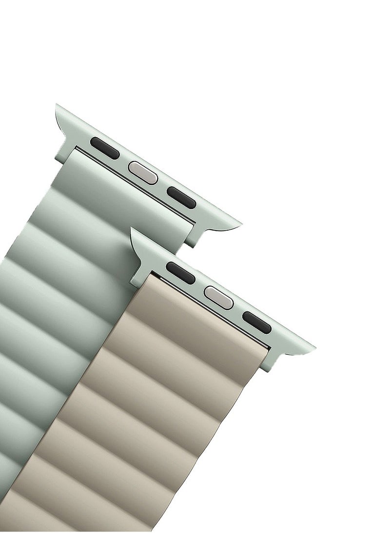 يونيك حزام ساعة آبل عكسي 45/42/44/49 مم، UNIQ Revix لون أخضر طحلبي وتان - Image 1