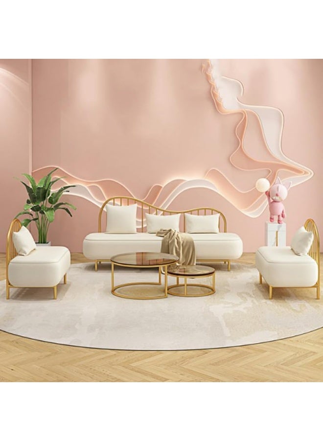 Comfynest Glam Faux Leather White Sofa With Foam Cushions And Wood Frame - Image 4