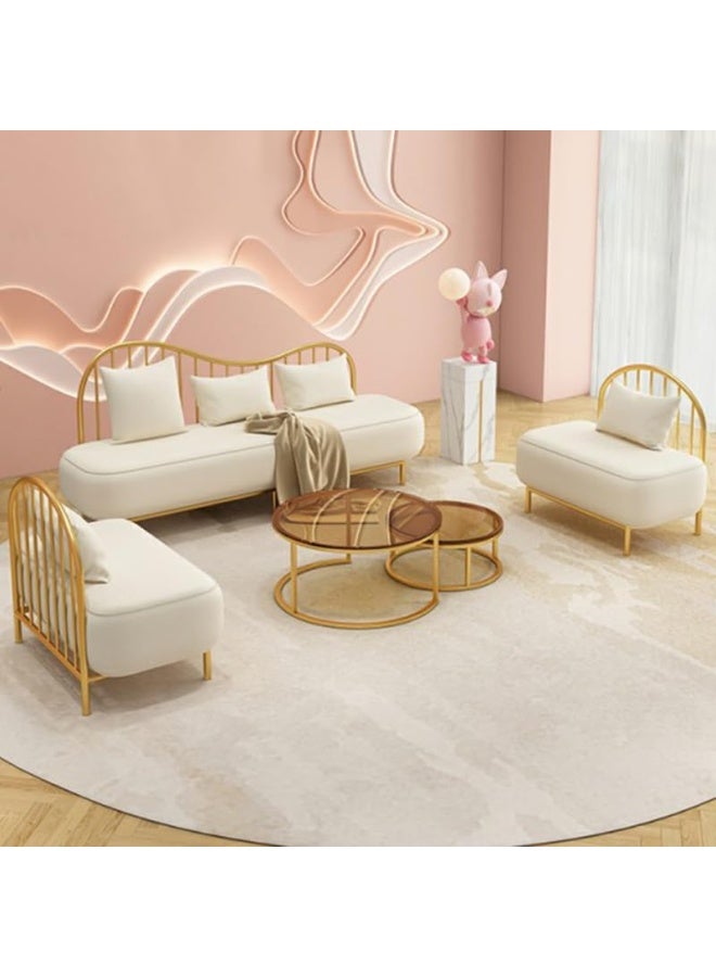 Comfynest Glam Faux Leather White Sofa With Foam Cushions And Wood Frame - Image 3