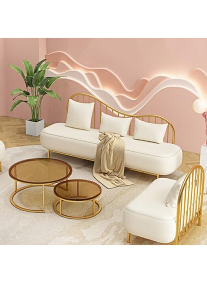 Comfynest Glam Faux Leather White Sofa With Foam Cushions And Wood Frame - Image 1