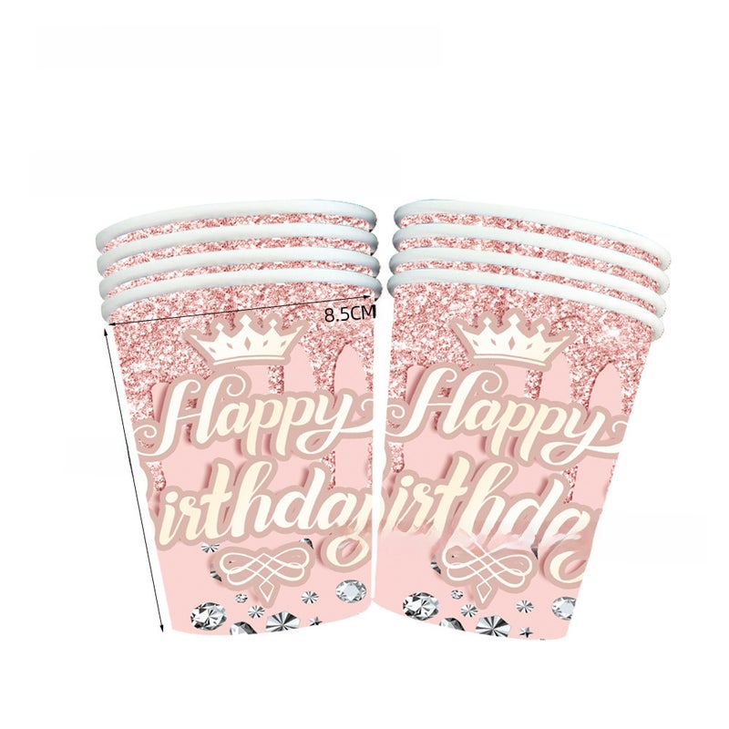 Pink Lotus Rose Gold Diamond Party Tableware Set Paper Cup 10p-Pink Diamond Birthday Paper Cup 10p-Pink Diamond Birthday