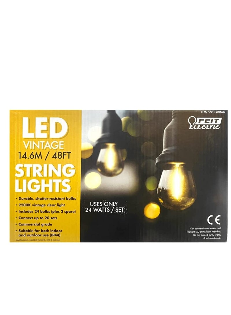 فيت اليكتريك مجموعة مصابيح LED داخلية / خارجية مقاومة لتسرب الماء بطول 48 قدمًا بيضاء دافئة 14.6 مترًا - Image 1