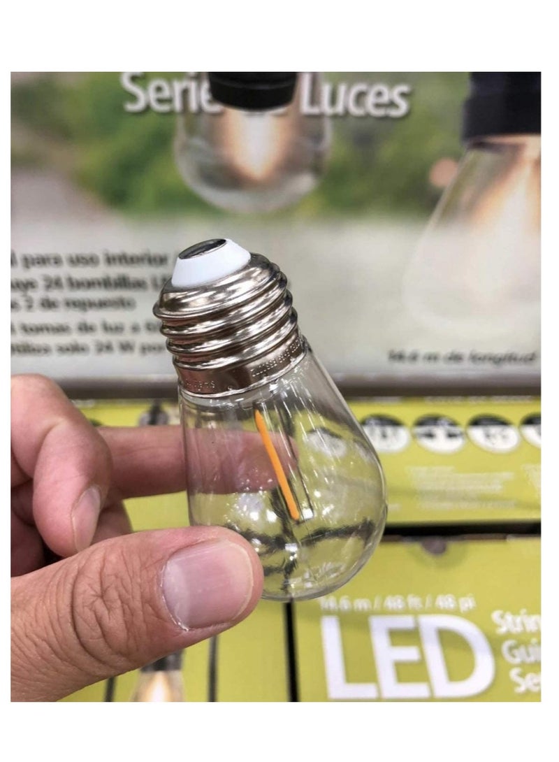 فيت اليكتريك مجموعة مصابيح LED داخلية / خارجية مقاومة لتسرب الماء بطول 48 قدمًا بيضاء دافئة 14.6 مترًا - Image 3